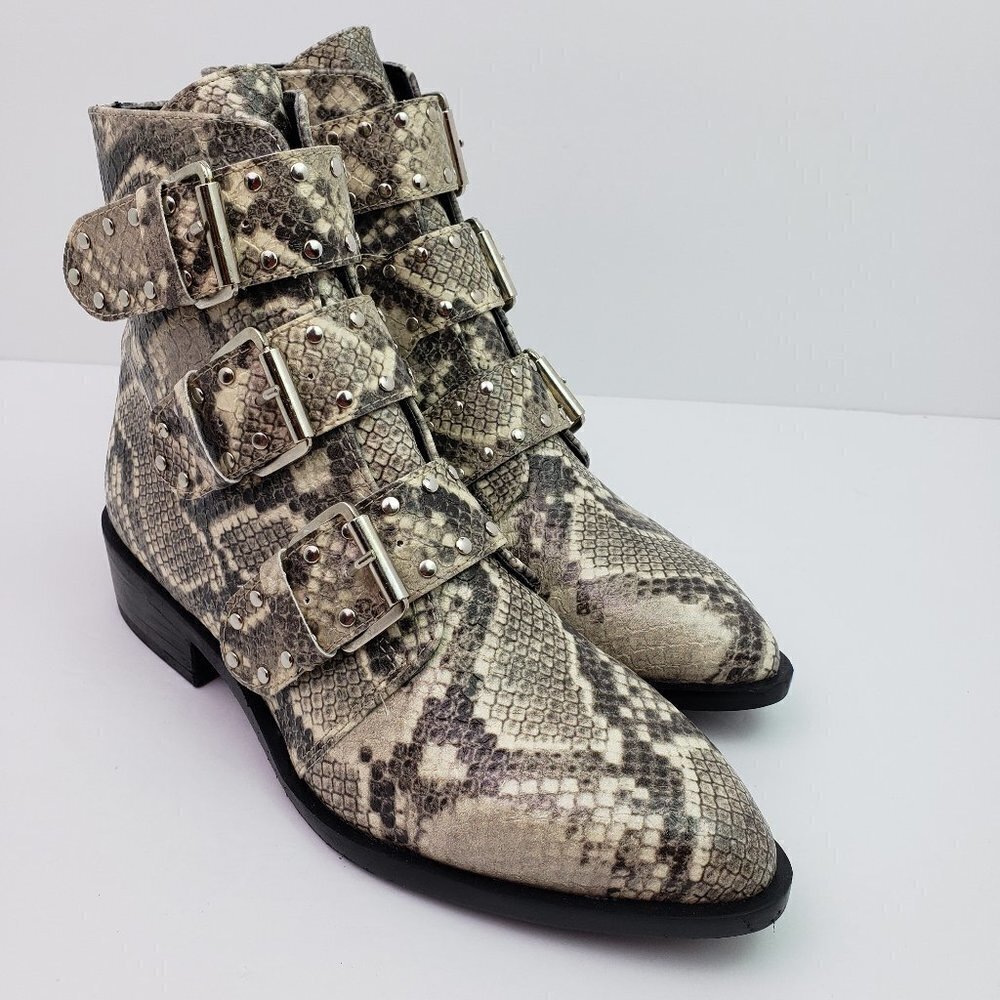 NEW STEVEN New York Harmon Womens Snakeskin Boots